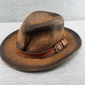 JACOBSON HAT - Brown and Black Straw Fedora Cowboy Hat  H5